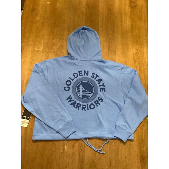Golden State Warriors Crop Sweatshirt Sm Women '47 Brand NBA Basketball Hoodie - Picture 2 of 6